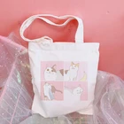 Сумка на плечо в стиле хип-хоп с принтом кошки, женские сумки, Холщовая Сумка для покупок, женская сумка для покупок