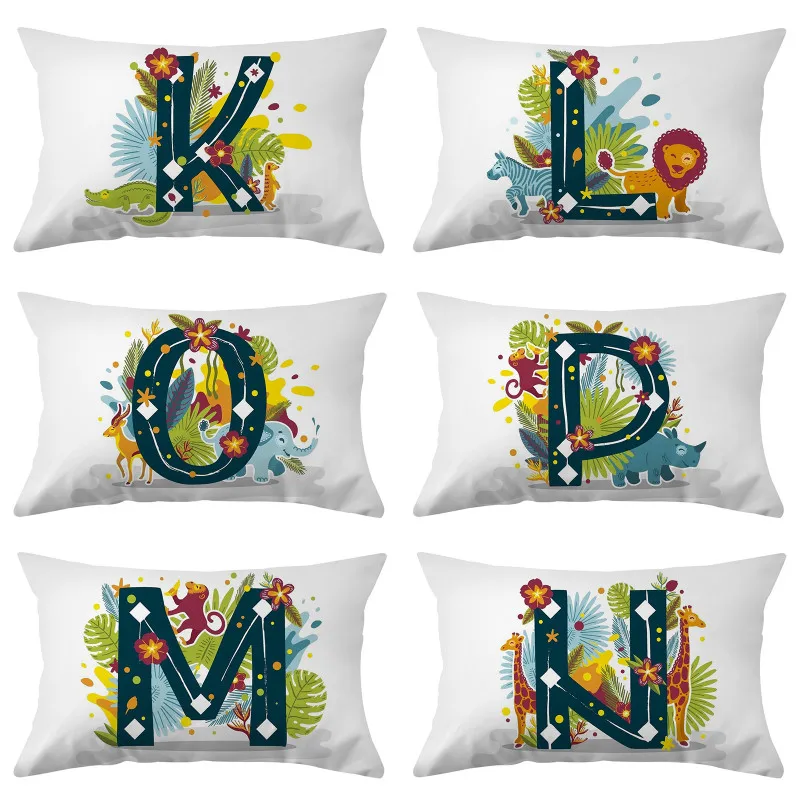 

Cartoon Rectangle Pillowcases Plant Animal Letter Print Throw Pillows For Living Room Bed Sofa Chair Cushion Cover Funda Cojin