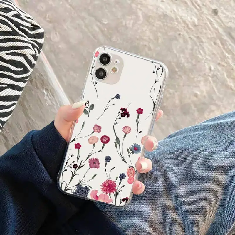 

Watercolor flower Dandelion Lotus Phone Case For iphone 12 11 8 7 6s 6 5 5s 5c se plus mini x xs xr pro max Transparent soft