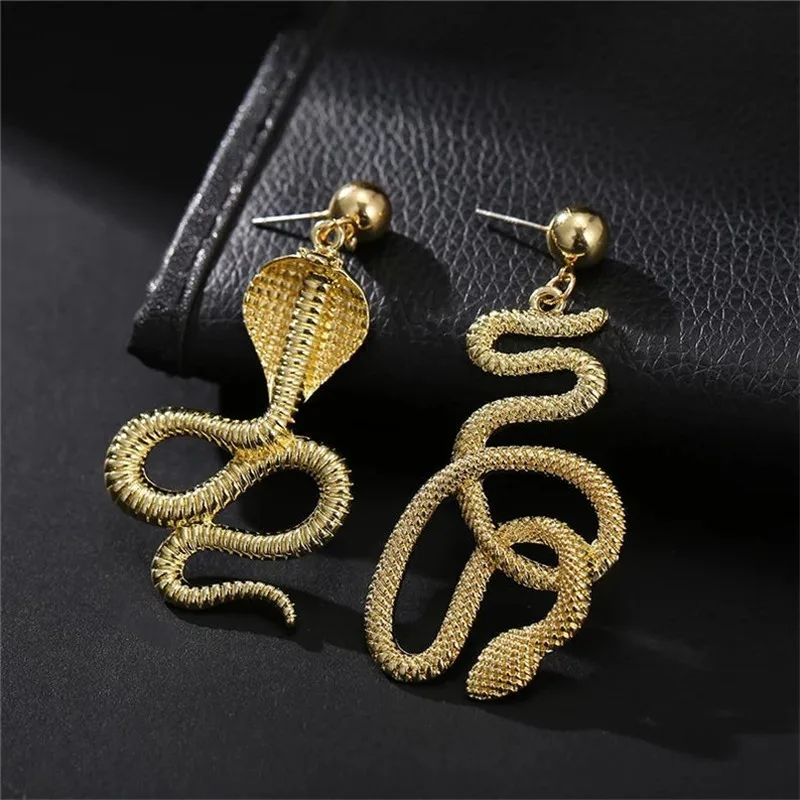 

Gothic Snake Cobra Gold Earrings Dangle Drop Ear Studs Statement Elegant Unique Punk Jewelry Women Fashion Lovers Gift 2021