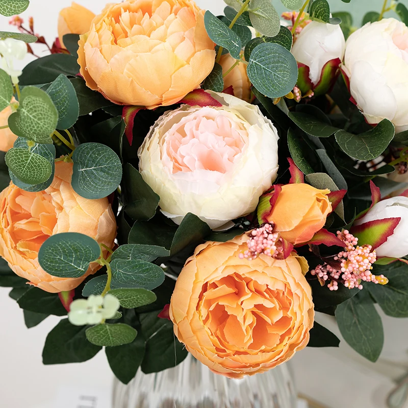 

Big Flower Lovers Artificial Peony Rose Bud Autumn Silk Fake Flower For Festive Party Supplie DIY Home Garden Wedding Decoration