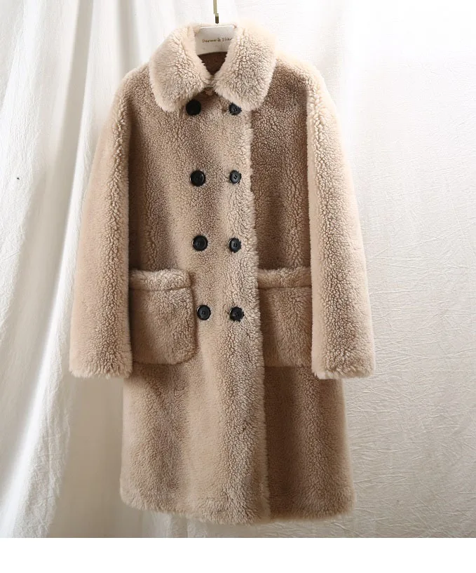 Женское плотное шерстяное пальто OFTBUY, со шерсти, зимняя тканевая двубортная парка, теплая свободная верхняя одежда