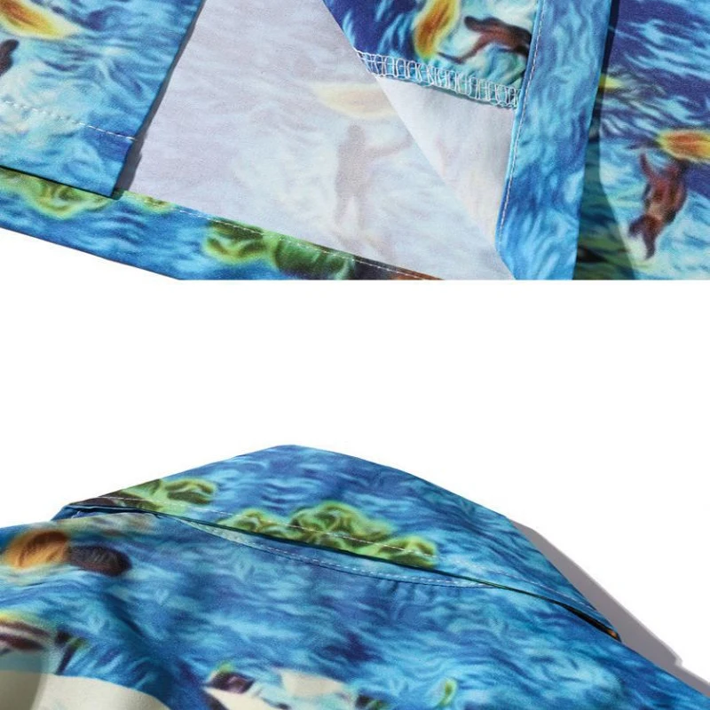 

Men's Hawaiian Shirt Ocean Skeleton Full Print High Street Beach Cardigan Short Sleeve Oversize Tops Plus Size Nice Pop