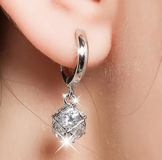 

925 Sterling-silver-jewelry Crystal Ball AAA CZ Z Stud Earrings For Women Earings Sterling Silver Jewelry VES6085