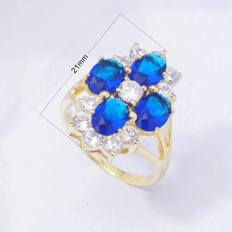 Женские кольца с синим фианитом элегантные обручальные свадебные украшения
