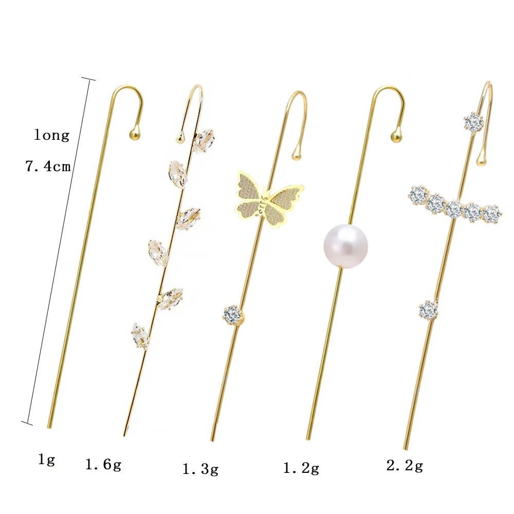 

AINAMEISI/Women's New Ear Acupuncture Wrap-Around Track Hook Earrings Wrap-Around Pinna Inlaid Zircon Pierced Earrings / 5Pcs