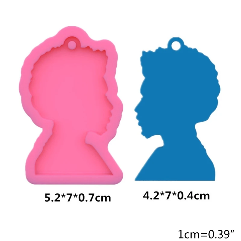 

Super Glossy Women Head Epoxy Resin Mold Keychain Casting Silicone Mould DIY Crafts Jewelry Pendant Making Tools