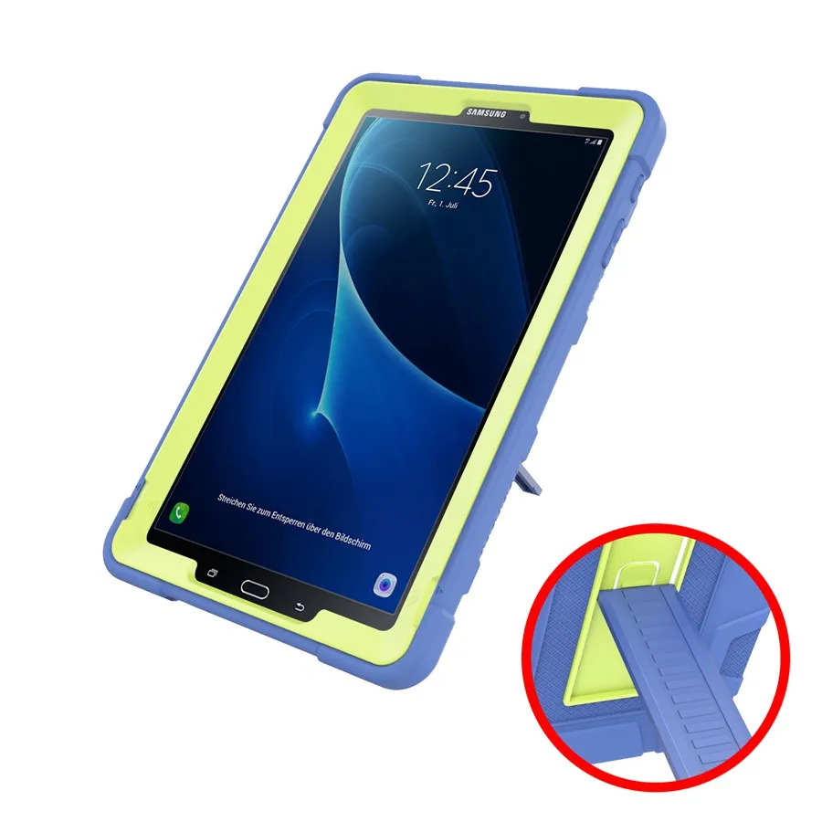 Силиконовый резиновый противоударный бронированный чехол для Samsung Galaxy Tab A A6 10,1 T580 T585 SM-T580 SM-T585C чехол для планшета+ Защитная пленка на экран+ подставка для ручек