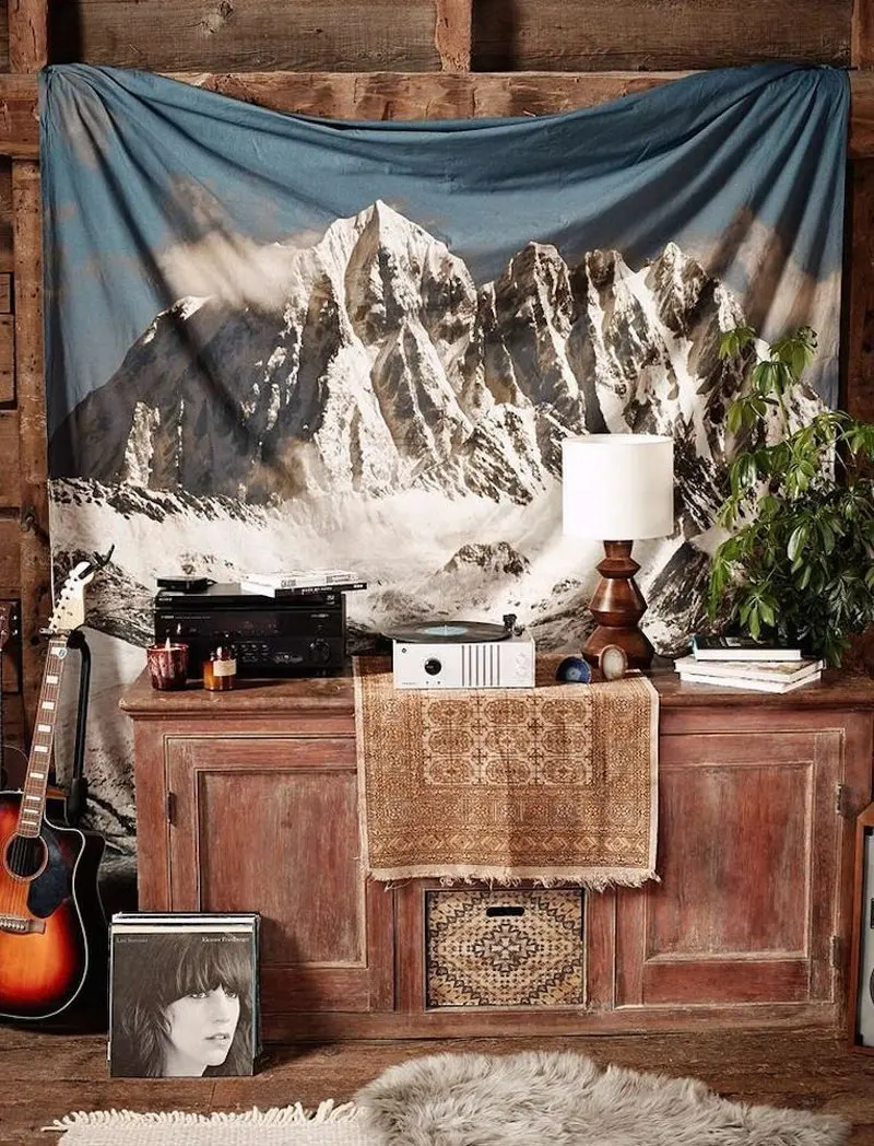 Гобелен с заснеженным горным пейзажем крутая подвесная ткань для украшения дома