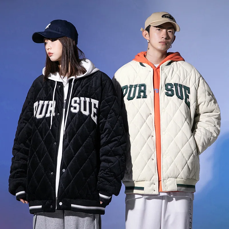 

Men's 2022 Winter New Fashion Brand Baseball Uniform Cotton Clothes Coat Loose Couple Cotton Clothes Men's