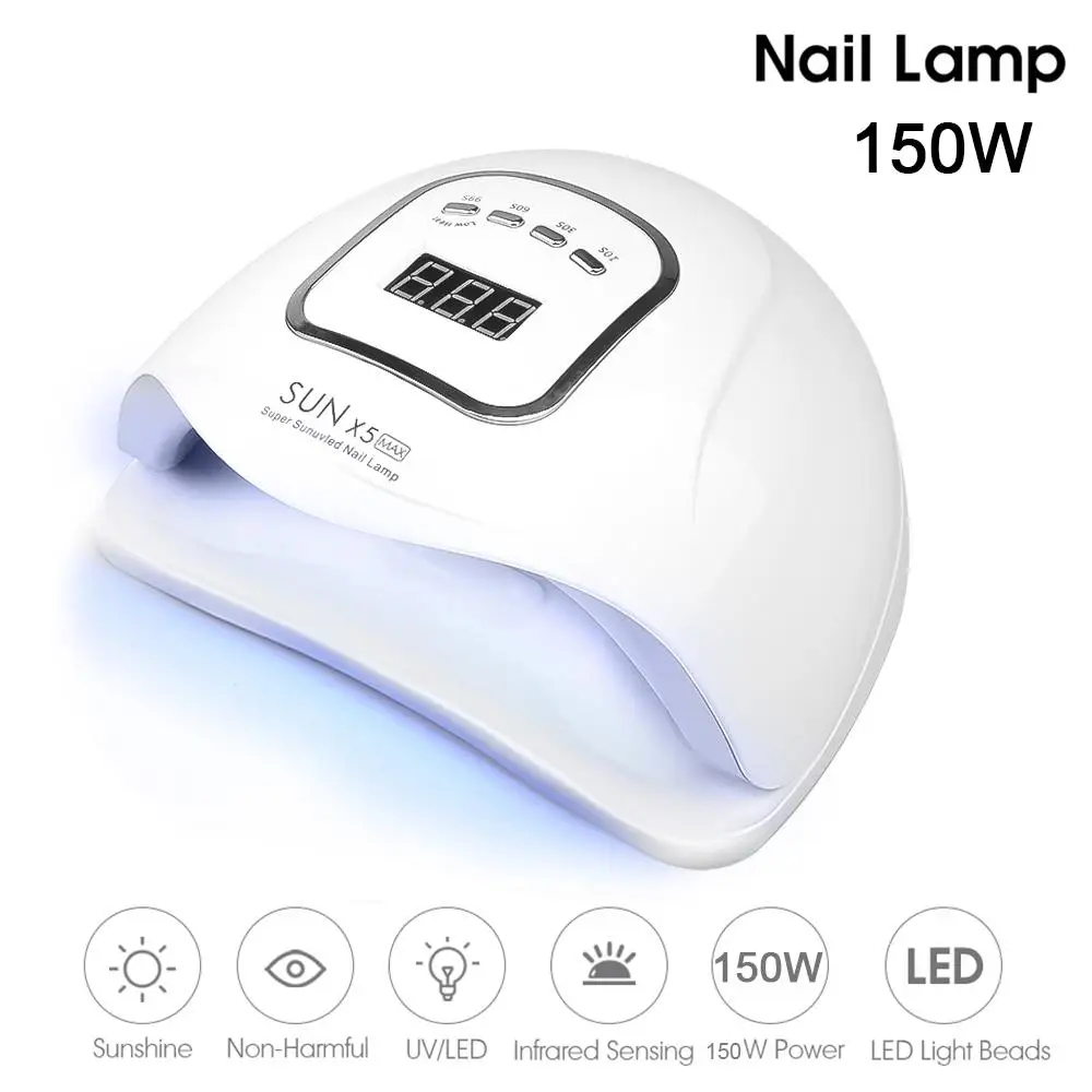 

150W Sun X5 MAX Nail Gel Lamp Lamp LED Nail Dryer with LCD Display Nail DIY Manicure Tools UV for All Gel Varnish Ice Lamp #GS-9