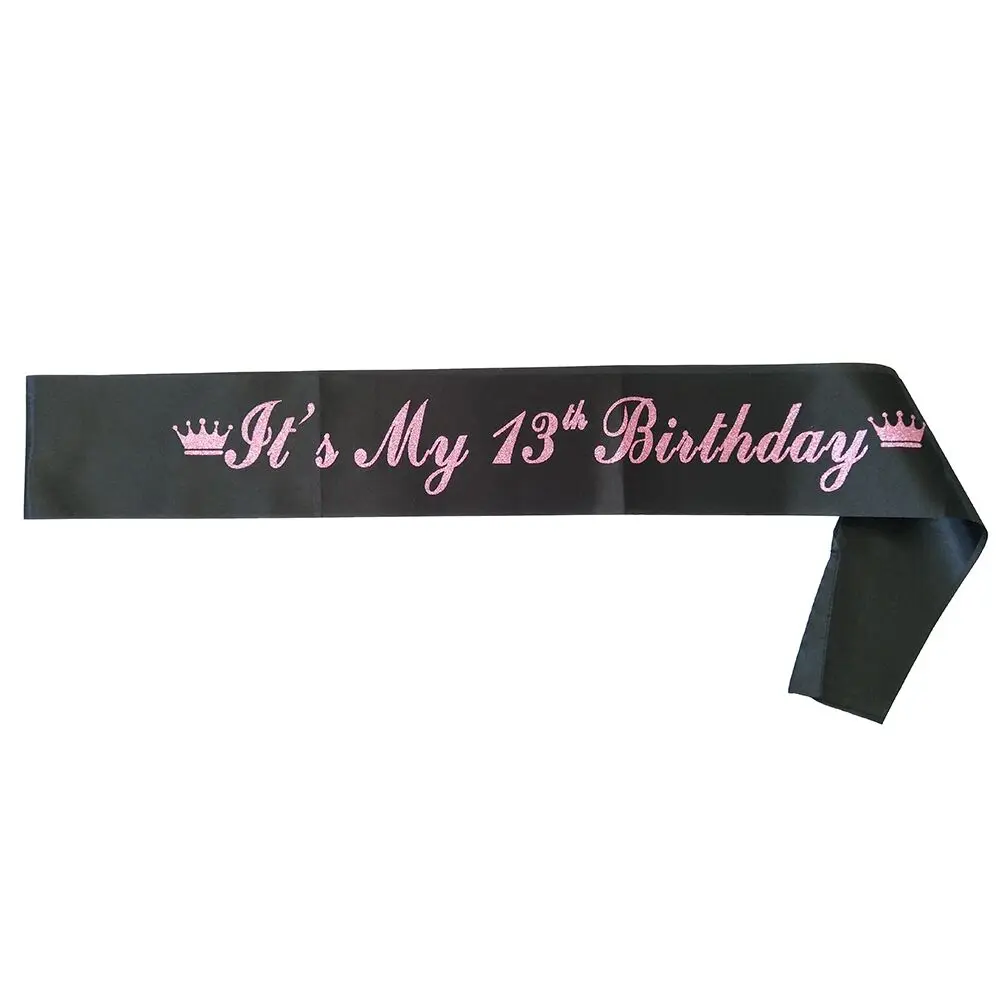 Атласные ленты для девочек Its My 13th 16th 18th 20st лента дня рождения черные розовые 13 16 18
