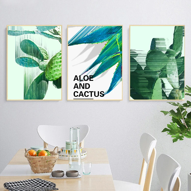 Nordic Green Plants Poster Wall Art Colorful Leaves Canvas Painting Beautiful Pictures for Living Room Home Decor | Дом и сад