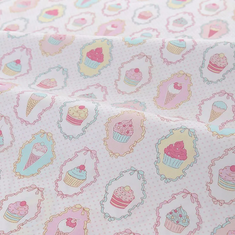 Так мило 40x50 см Торт Icecream и горошек полосатая печать 100% хлопок ткань комплект для