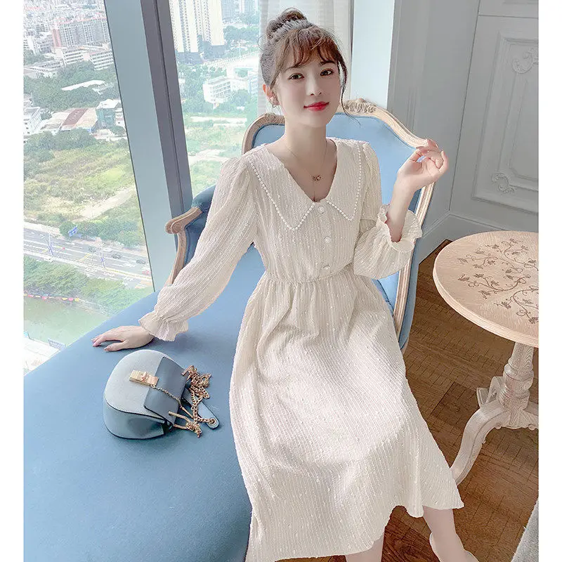 

New Style Pink Long-Sleeved Dress for Women Spring Autumn Dresses for Women Vestido De Mujer