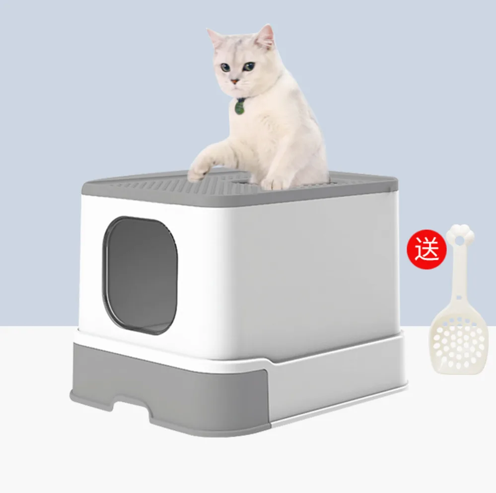 

Large Space easy to clean cat litter Basin environmental protection material anti-spatter fully closed top-in large cat toilet d