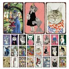 Винтажная металлическая наклейка в виде кошки для домашних животных