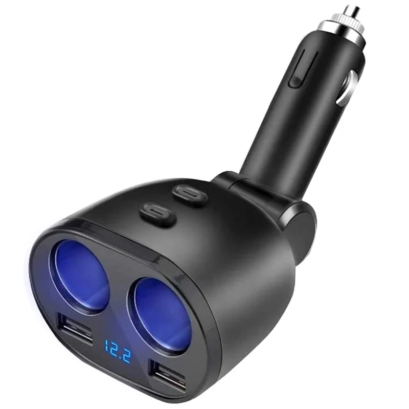 

Car Splitter,Dual Car Sockets Lighter Power Adapter with On/Off Switch+2 5V/2.4A USB Charge Ports