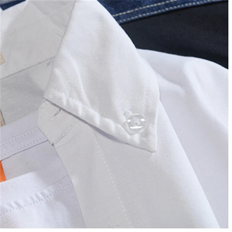 Новая простая белая рубашка RUELK на весну и лето Однотонная с короткими рукавами