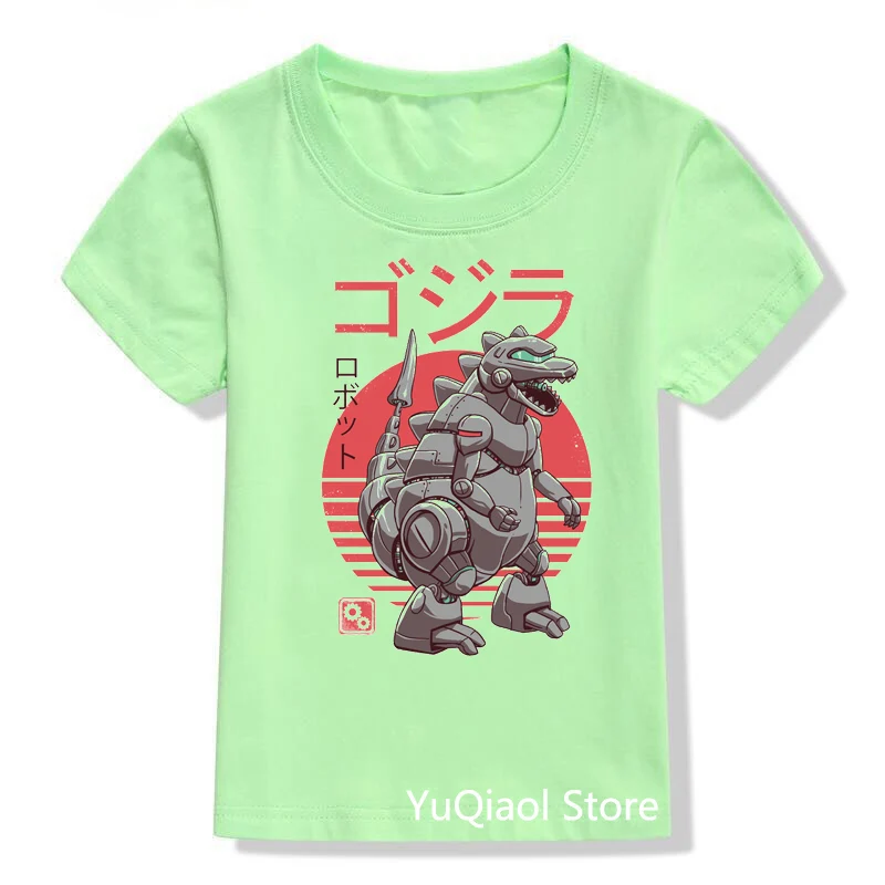 

Children's Kaiju Japan Anime Print Streetwear Green T shirt Graffiti Boys Teen Graphic Casual Harajuku Kids T Shirt Tops