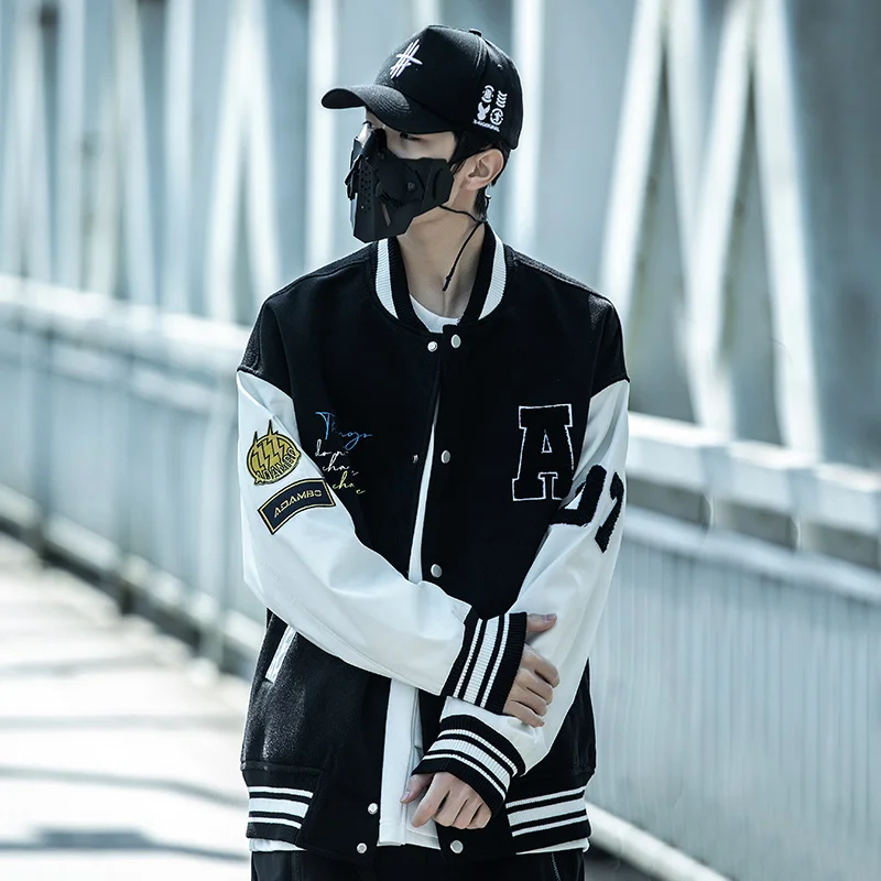 

Куртка-бомбер мужская составного кроя, в стиле хип-хоп