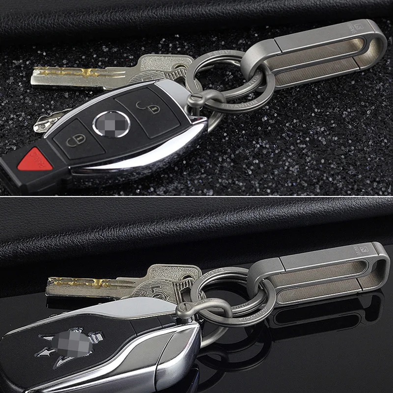 Custom Titanium Luxury Car Keychain Key Ring Belt Buckle EDC Lightweight Gift for Men Father's Day Wholesale image 5