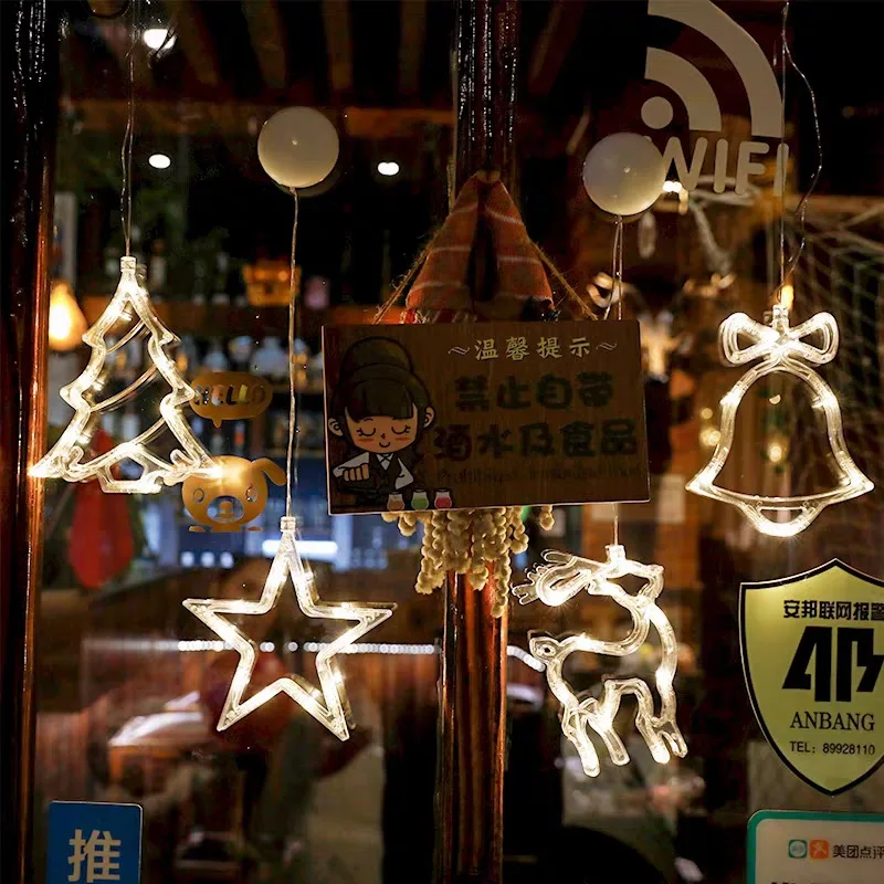 

Christmas LED Lights Star Santa Claus Curtain String Battery Light Fairy Outdoor Indoor Garland For Party Wedding Decoration