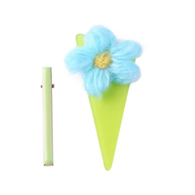 2pcs Sweet Cute Hair Clips Hot Selling Simplicity Lightweight Bright Flower Acrylic Triangle Hairpins Girls Student Clip | Красота и