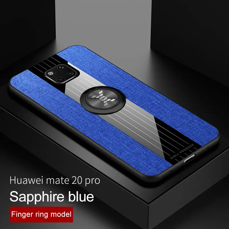 blue and ring Мягкий Силиконовый противоударный бампер huawei mate 20 Pro Чехол магнитный автомобильный держатель кольцо задняя крышка для huawei mate 20X чехол для телефона чехол s - Цвет: blue and ring