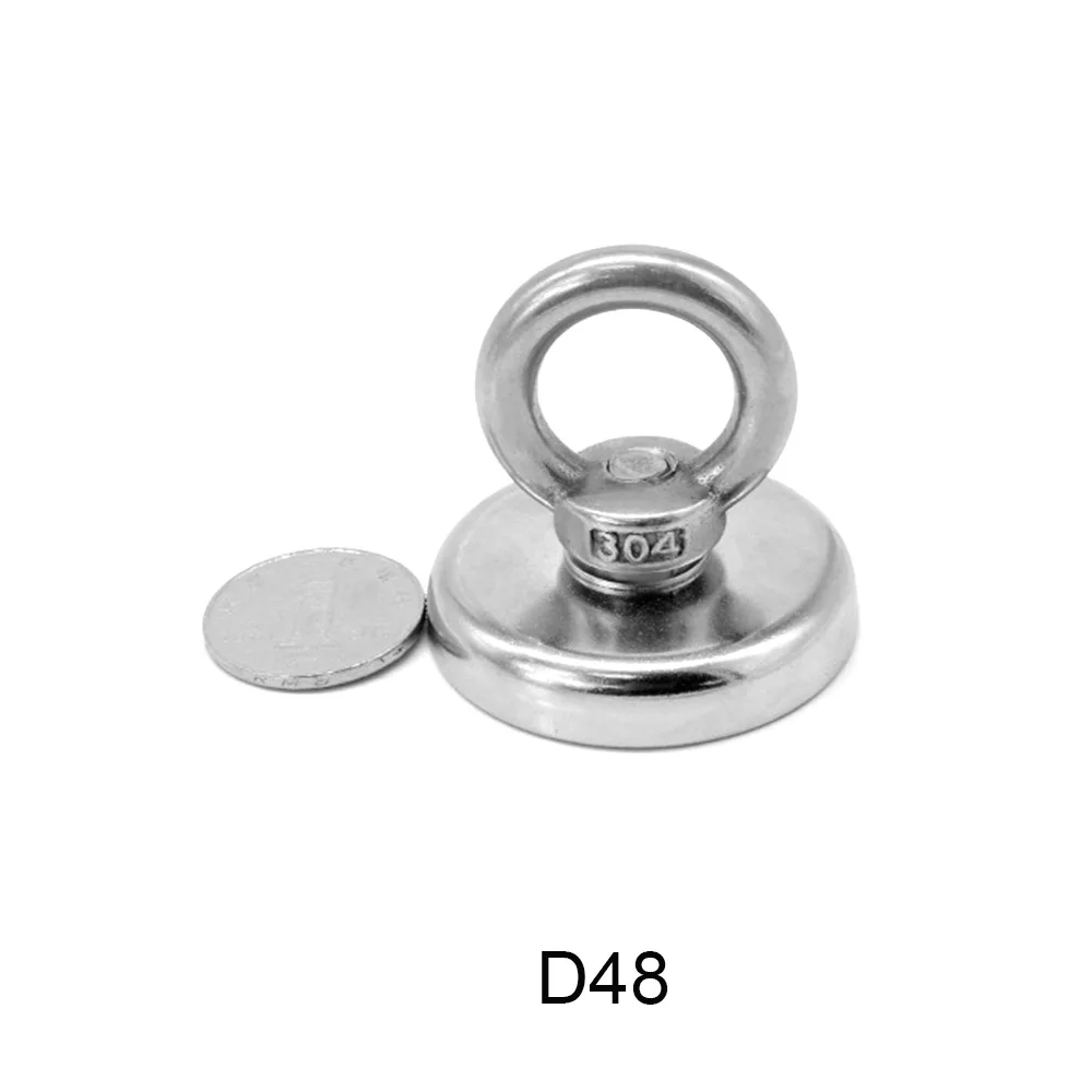 

1/2/3PCS D48 Neodymium Magnet Powerful Lifesaving Hook Marine Magnets Fishing Holder Mount Pot with Ring Strong Round Magnet D48