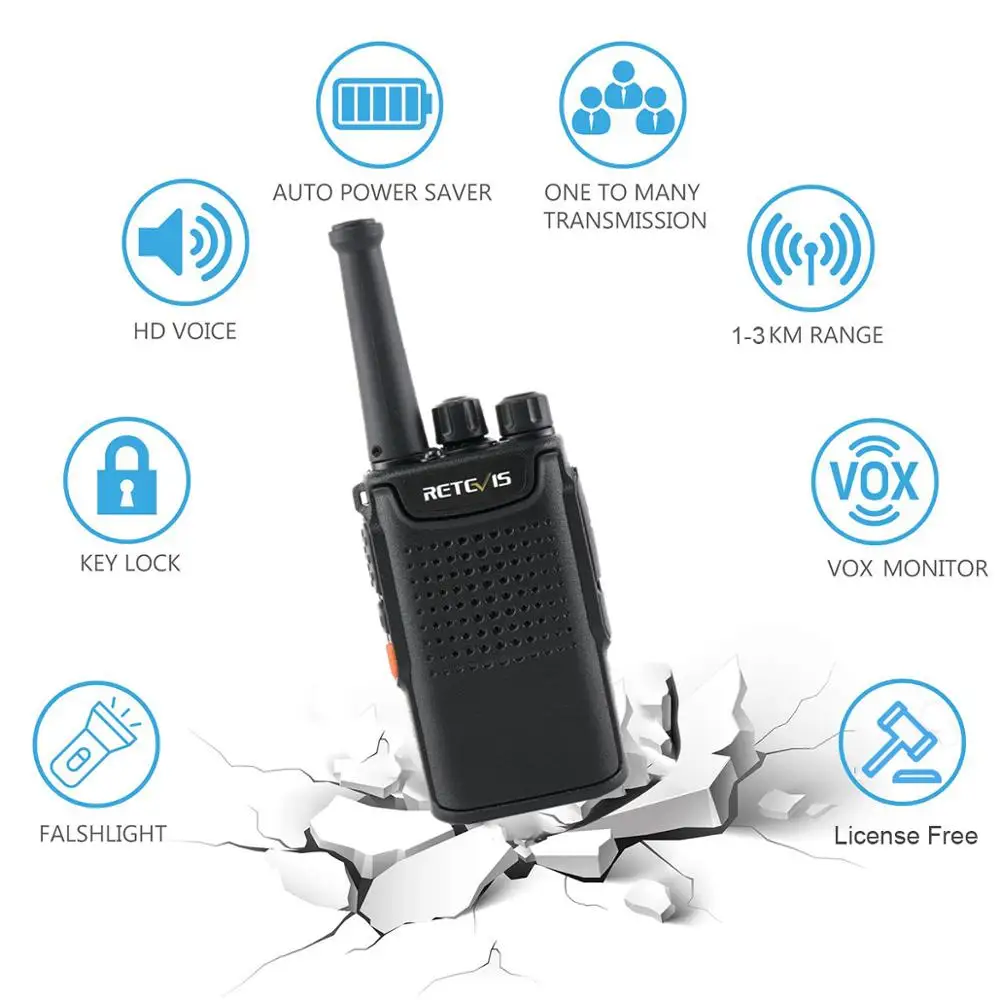 Рация Retevis RT667/RT67 PMR радио 446 VOX Немагнитный динамик 3000 мАч USB зарядка двухсторонняя
