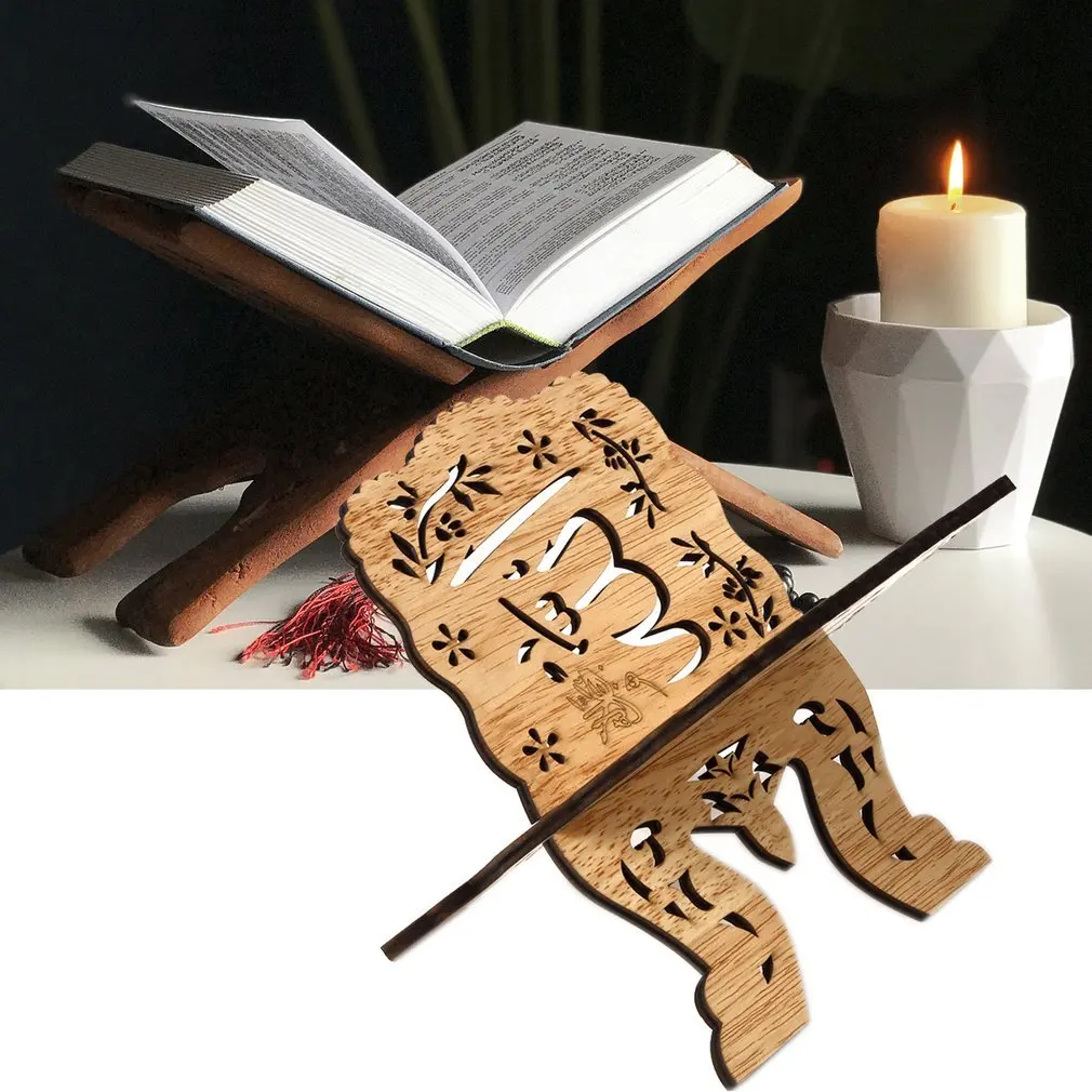 

Горячая Распродажа Kuran Коран святой в виде книжки с подставкой с держателем деревянная доска Ислам Рамазан Мубарак украшение дома