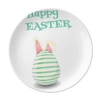 happy easter religion festival egg stripe dessert plate decorative porcelain 8 inch dinner home