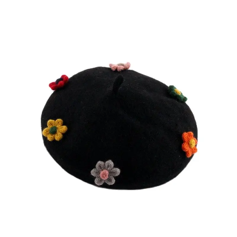 

Hat female autumn and winter warm beret Japanese flower cute pumpkin hat British fashion painter hat tide