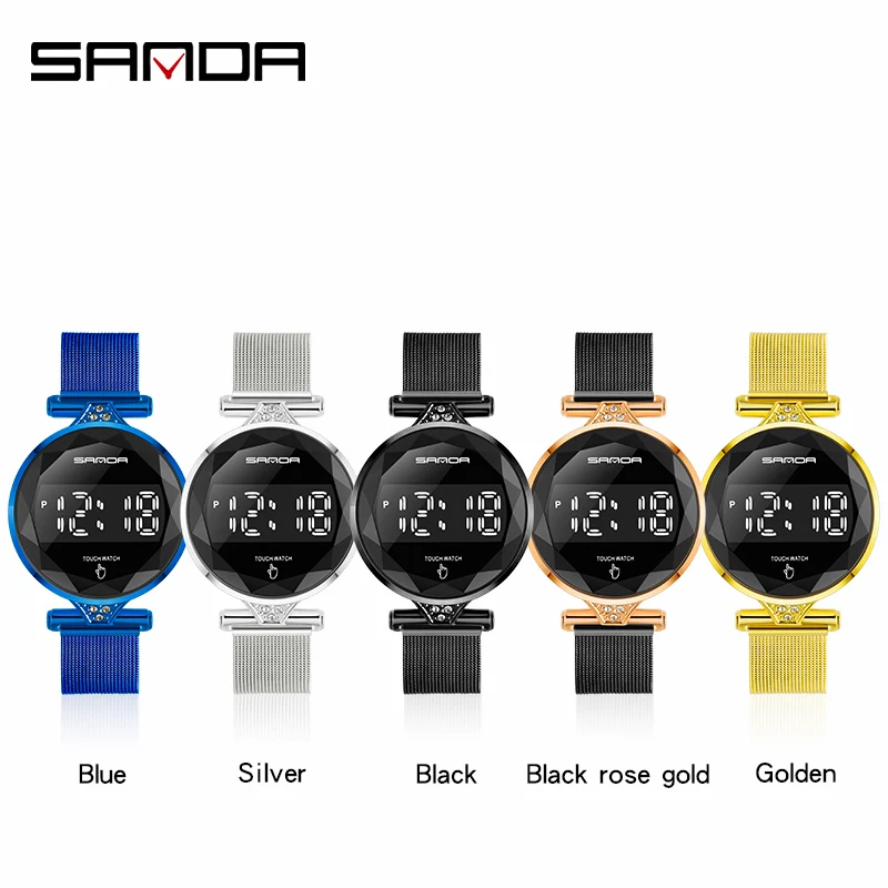 

LED Touch Screen Women's Watch Fashion Watch Ladies' Watch Rose Gold Alloy Mesh Belt For Women relogio feminino reloj mujer 2020