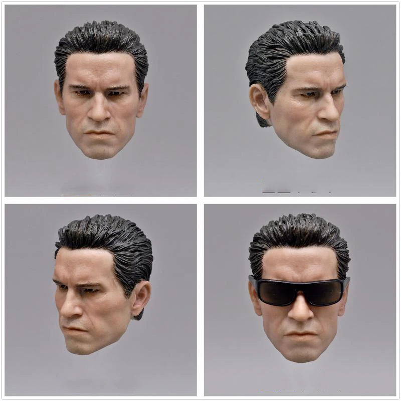 

1/6 Scale Soldier Arnold Schwarzeneggeres T800 Terminatores Head Sculpture With Sunglasses For Fans Collection