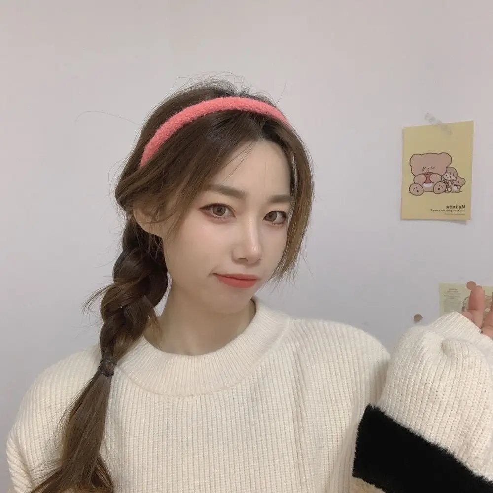 

Trendy Wash Face Winter Autumn For Girls Thin Side Non-slip Women Hair Hoop Plush Korean Head Wrap Hairbands