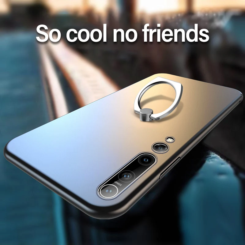 

Ultra-thin Metal Ring Bracket Matte PC Phone Case For Xiaomi Mi 11 10 9 T Lite Pro Redmi Note 8 7 Mix Max 3 2 Protection Cover