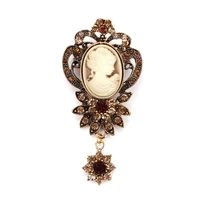 vintage inspired cameo costume brooch victorian lady profile brooch for women cameo beauty head jewelry rhinestone jk40g