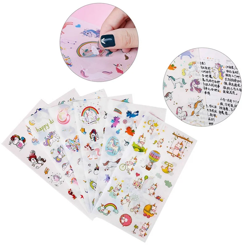 

6 Pcs/pack Happy Unicorn Stickers Decorative Stationery Craft Stickers Scrapbooking DIY Stick Label Toy