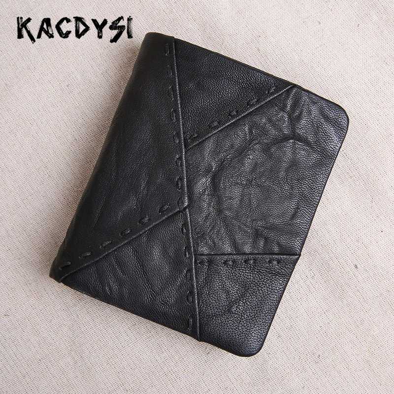 Короткий Мужской бумажник из натуральной овечьей кожи складной кошелек двойного