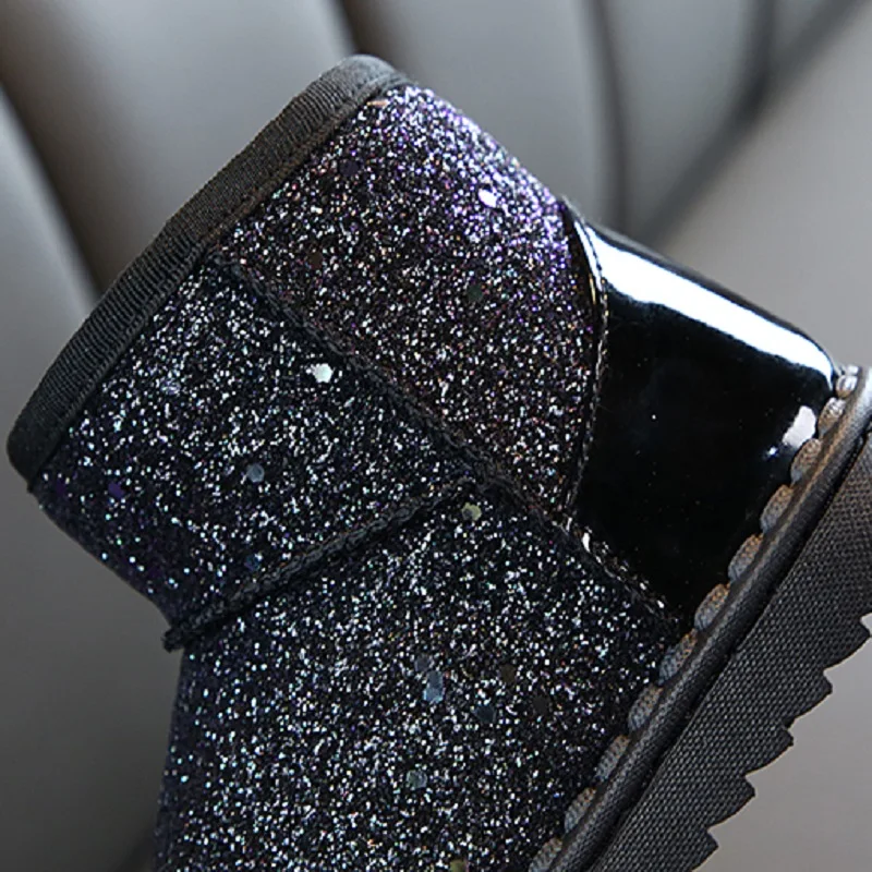 Ботинки для девочек 2020 зимняя детская обувь детские винтажные теплые блестящие