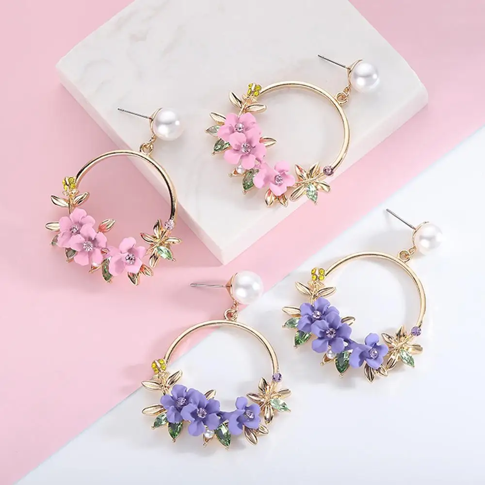 Серьги в Корейском стиле с цветами для женщин милые серьги из мягкой керамики и