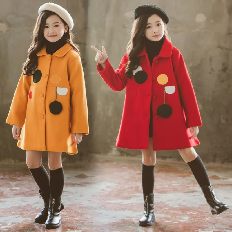 

Girls Baby's Kids Wool Coat Jacket 2021 Dots Warm Thicken Plus Velvet Winter Autumn Cotton Woolen Children's Clothes