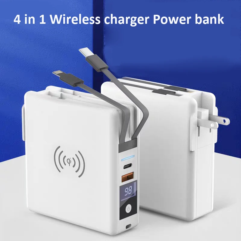 

10000mAh 15W Wireless Power Bank+ 18W PD Fast Quick Charge Type-C USB Powerbank With Wall Charger for iPhone 11 Samsung Xiaomi