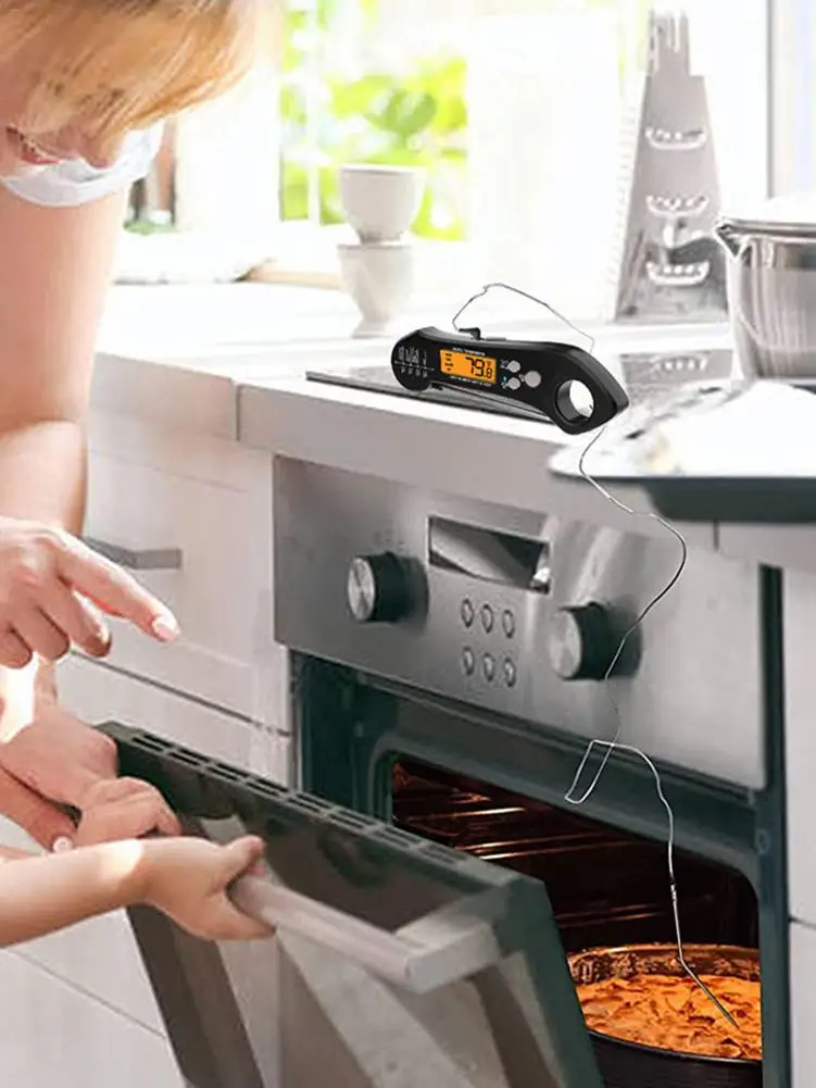 

Цифровой термометр с двойным щупом, кухонный водонепроницаемый термометр с мгновенным считыванием пищи, со встроенным магнитом, для пригот...