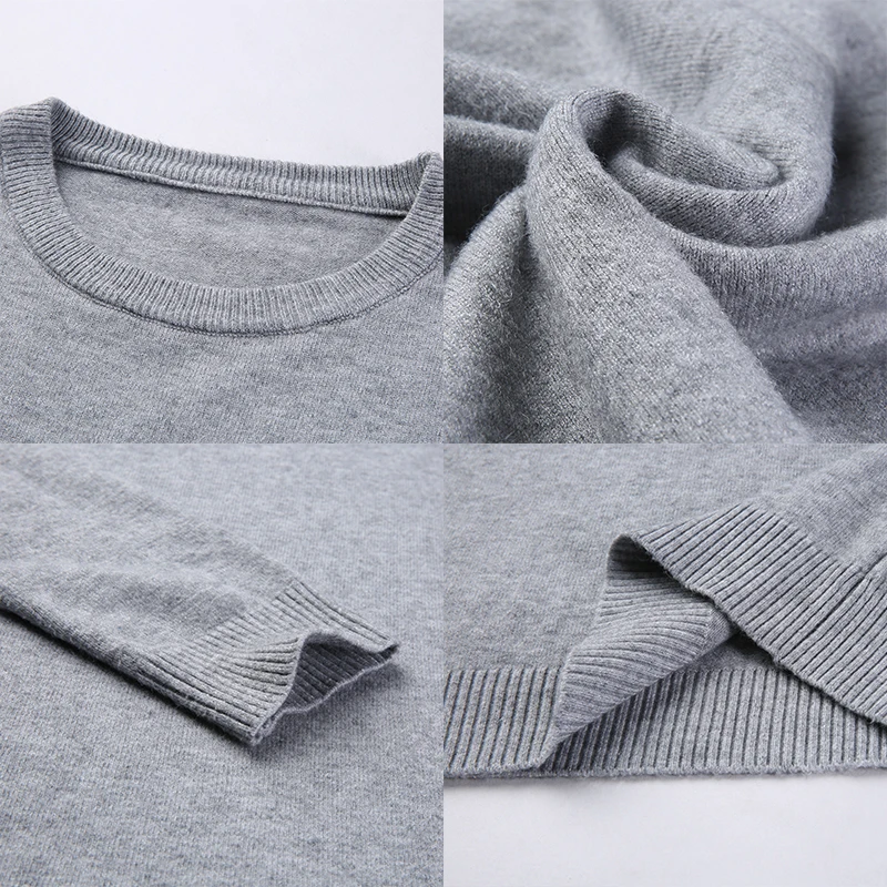 

BROWON Brand Men Autumn Sweater Men's Long Sleeve O-Neck Slims Sweater Male Solid Color Business White Sweater Oversize M-4XL