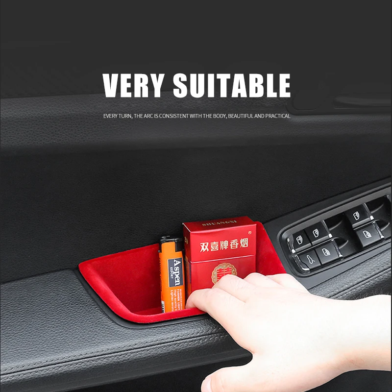 flannel storage box for porsche macan door handle abs mobile phone accessories interior holder case container auto decoration free global shipping