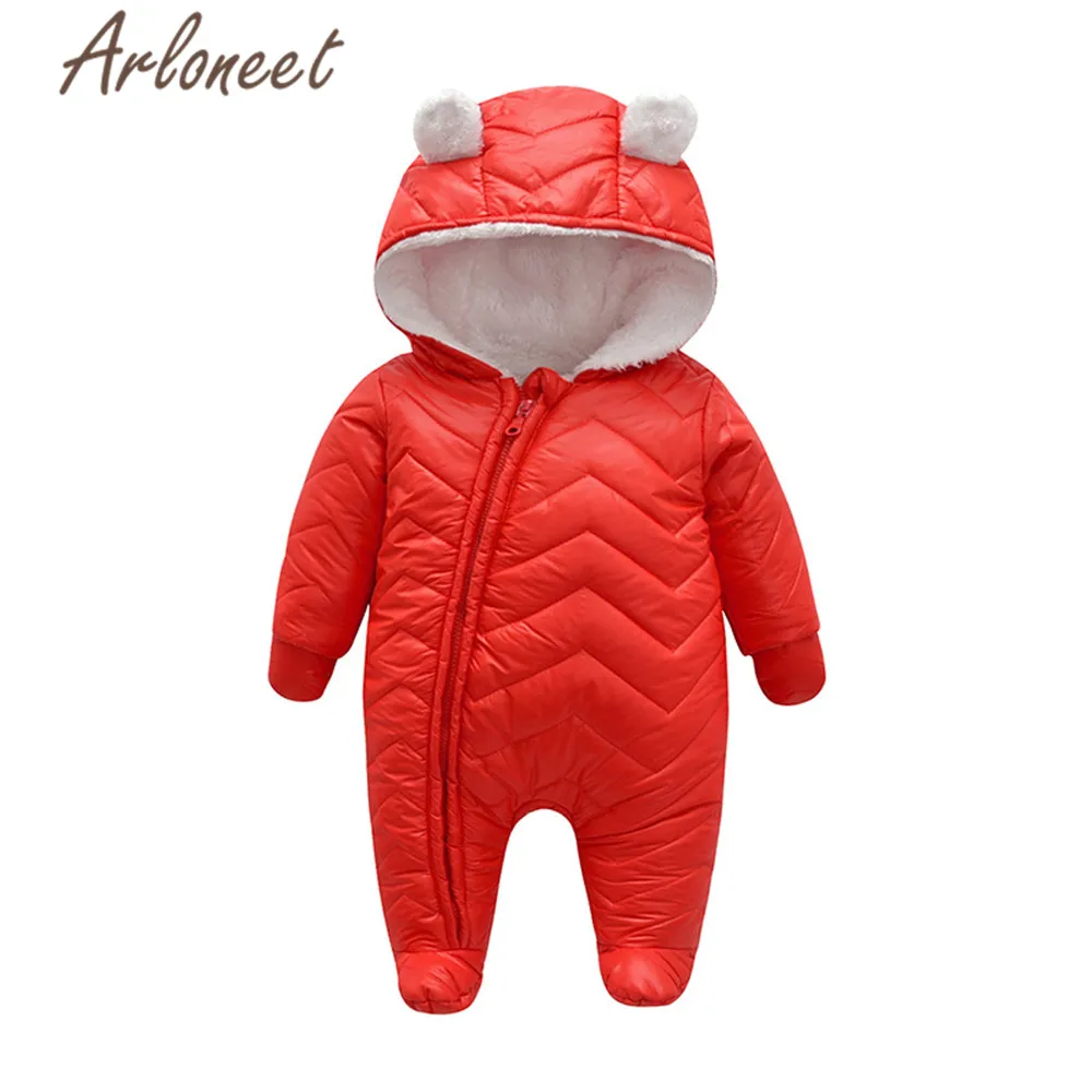 ARLONEET clothes baby boy winter thick coat Cartoon beer romper Jumpsuit zipper Hooded outerwear footies | Детская одежда и обувь