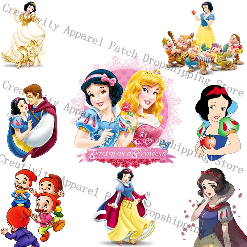 

Disney Snow White Clothing Thermoadhesive Patches T-Shirt Hoodies for Girls DIY stickers on Kids Custom Clothes Applique Decor